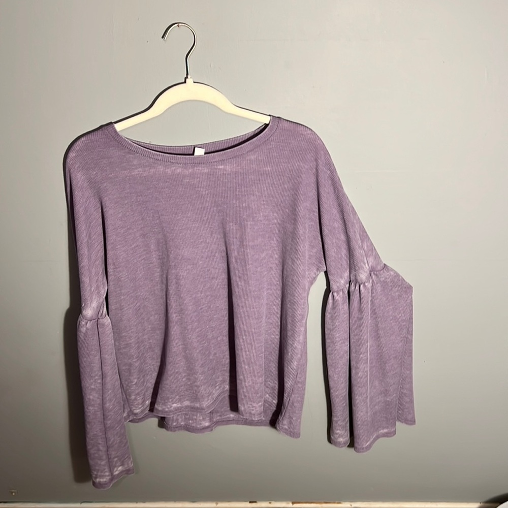Purple long sleeve shirt.